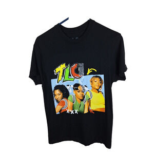 TLC Graphic T Shirt Mens Unisex Short Sleeve Graphic Crew Neck Black Size Small